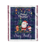 Personalized Gift Tartan Plaid Blanket Clan Navy US Edzell With Funny Santa Snowman Reindeer Merry Christmas Fleece Blanket, Home Living Room, Plaid Blanket, Tartan Blanket, Scottish Blanket, Buffalo fleece blanket, Christmas Blanket