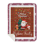 Personalized Gift Tartan Plaid Blanket Clan Hepburn Modern With Funny Santa Snowman Reindeer Merry Christmas Gift Sherpa Blanket, blue plaid sherpa blanket,blue tartan sherpa blanket,Buchan,buffalo plaid sherpa blanket,christmas sherpa blanket,Christmas Throw Blanket