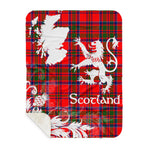 Sherpa Blanket - Tartan Blanket Thistle and Lion Scottish Clan MacKillop Plaid Blanket, plaid sherpa blanket queen,purple sherpa blanket,queen sherpa blanket,queen size sherpa blanket,red sherpa blanket,scottish tartan blankets,sherpa blanket,sherpa christmas blanket