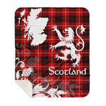 Sherpa Blanket - Tartan Blanket Thistle and Lion Scottish Clan Cunningham Plaid Blanket, plaid sherpa blanket queen,purple sherpa blanket,queen sherpa blanket,queen size sherpa blanket,red sherpa blanket,scottish tartan blankets,sherpa blanket,sherpa christmas blanket