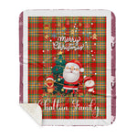 Personalized Gift Tartan Plaid Blanket Clan Chattan With Funny Santa Snowman Reindeer Merry Christmas Gift Sherpa Blanket, blue plaid sherpa blanket,blue tartan sherpa blanket,Buchan,buffalo plaid sherpa blanket,christmas sherpa blanket,Christmas Throw Blanket