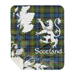Sherpa Blanket - Tartan Blanket Thistle and Lion Scottish Clan MacLellan Plaid Blanket, plaid sherpa blanket queen,purple sherpa blanket,queen sherpa blanket,queen size sherpa blanket,red sherpa blanket,scottish tartan blankets,sherpa blanket,sherpa christmas blanket