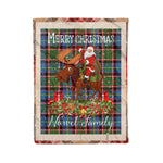 Personalized Gift Plaid Tartan Blanket Clan Norvel With Moose Lover Xmas Gift Santa Riding Christmas Fleece Blanket