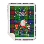 Personalized Gift Tartan Plaid Blanket Clan Tait With Funny Santa Snowman Reindeer Merry Christmas Gift Sherpa Blanket, blue plaid sherpa blanket,blue tartan sherpa blanket,Buchan,buffalo plaid sherpa blanket,christmas sherpa blanket,Christmas Throw Blanket