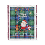Personalized Gift Tartan Plaid Blanket Clan Sutherland Ancient With Funny Santa Snowman Reindeer Merry Christmas Fleece Blanket, Home Living Room, Plaid Blanket, Tartan Blanket, Scottish Blanket, Buffalo fleece blanket, Christmas Blanket