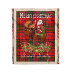 Personalized Gift Plaid Tartan Blanket Clan Stewart of Appin Modern With Moose Lover Xmas Gift Santa Riding Christmas Fleece Blanket