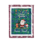 Personalized Gift Tartan Plaid Blanket Clan Irvine Ancient With Funny Santa Snowman Reindeer Merry Christmas Fleece Blanket, Home Living Room, Plaid Blanket, Tartan Blanket, Scottish Blanket, Buffalo fleece blanket, Christmas Blanket