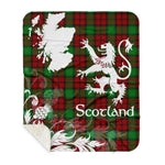 Sherpa Blanket - Tartan Blanket Thistle and Lion Scottish Clan Kerr Modern Plaid Blanket, plaid sherpa blanket queen,purple sherpa blanket,queen sherpa blanket,queen size sherpa blanket,red sherpa blanket,scottish tartan blankets,sherpa blanket,sherpa christmas blanket