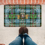 Doormat - Welcome Mat Scottish Clan Cathcart Tartan Door Mat, Plaid Doormat With Thistle and Two Lion Scottish