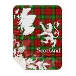 Sherpa Blanket - Tartan Blanket Thistle and Lion Scottish Clan Auchinleck Plaid Blanket, plaid sherpa blanket queen,purple sherpa blanket,queen sherpa blanket,queen size sherpa blanket,red sherpa blanket,scottish tartan blankets,sherpa blanket,sherpa christmas blanket