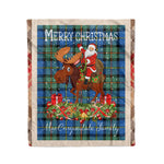 Personalized Gift Plaid Tartan Blanket Clan MacCorquodale With Moose Lover Xmas Gift Santa Riding Christmas Fleece Blanket