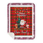 Personalized Gift Tartan Plaid Blanket Clan Bain With Funny Santa Snowman Reindeer Merry Christmas Gift Sherpa Blanket, blue plaid sherpa blanket,blue tartan sherpa blanket,Buchan,buffalo plaid sherpa blanket,christmas sherpa blanket,Christmas Throw Blanket