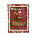Personalized Gift Plaid Tartan Blanket Clan Drummond Of Perth With Moose Lover Xmas Gift Santa Riding Christmas Fleece Blanket