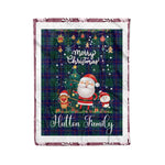 Personalized Gift Tartan Plaid Blanket Clan Hutton With Funny Santa Snowman Reindeer Merry Christmas Fleece Blanket, Christmas Blanket, Plaid Blanket, Tartan Blanket,Scottish Blanket