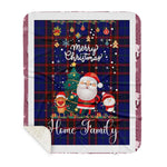 Personalized Gift Tartan Plaid Blanket Clan Home Modern With Funny Santa Snowman Reindeer Merry Christmas Gift Sherpa Blanket, blue plaid sherpa blanket,blue tartan sherpa blanket,Buchan,buffalo plaid sherpa blanket,christmas sherpa blanket,Christmas Throw Blanket
