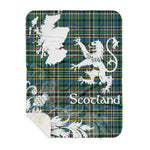 Sherpa Blanket - Tartan Blanket Thistle and Lion Scottish Clan Scott Green Ancient Plaid Blanket, plaid sherpa blanket queen,purple sherpa blanket,queen sherpa blanket,queen size sherpa blanket,red sherpa blanket,scottish tartan blankets,sherpa blanket,sherpa christmas blanket