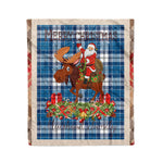Personalized Gift Plaid Tartan Blanket Clan Muirhead Blue With Moose Lover Xmas Gift Santa Riding Christmas Fleece Blanket