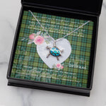 Sea Turtle Necklace Gift for My Beautiful Girlfriend Valentines Necklace Clan Allan Tartan Blue Turtle Necklace