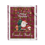Personalized Gift Tartan Plaid Blanket Clan Lumsden Modern With Funny Santa Snowman Reindeer Merry Christmas Fleece Blanket, Home Living Room, Plaid Blanket, Tartan Blanket, Scottish Blanket, Buffalo fleece blanket, Christmas Blanket