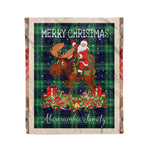 Personalized Gift Plaid Tartan Blanket Clan Abercrombie With Moose Lover Xmas Gift Santa Riding Christmas Fleece Blanket