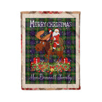 Personalized Gift Plaid Tartan Blanket Clan MacDonnell Of Glengarry With Moose Lover Xmas Gift Santa Riding Christmas Fleece Blanket