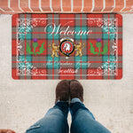Doormat - Welcome Mat Scottish Clan Dunbar Ancient Tartan Door Mat, Plaid Doormat With Thistle and Two Lion Scottish