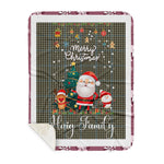 Personalized Gift Tartan Plaid Blanket Clan Haig Gray With Funny Santa Snowman Reindeer Merry Christmas Gift Sherpa Blanket, blue plaid sherpa blanket,blue tartan sherpa blanket,Buchan,buffalo plaid sherpa blanket,christmas sherpa blanket,Christmas Throw Blanket