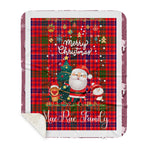 Personalized Gift Tartan Plaid Blanket Clan MacRae With Funny Santa Snowman Reindeer Merry Christmas Gift Sherpa Blanket, blue plaid sherpa blanket,blue tartan sherpa blanket,Buchan,buffalo plaid sherpa blanket,christmas sherpa blanket,Christmas Throw Blanket