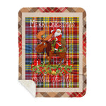 Personalized Gift Plaid Tartan Blanket Clan Ogilvie Of Airlie Ancient With Moose Lover Xmas Gift Santa Riding Buffalo Plaid Christmas Sherpa Blanket