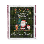 Personalized Gift Tartan Plaid Blanket Clan MacLean Hunting With Funny Santa Snowman Reindeer Merry Christmas Fleece Blanket, Home Living Room, Plaid Blanket, Tartan Blanket, Scottish Blanket, Buffalo fleece blanket, Christmas Blanket
