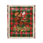 Personalized Gift Plaid Tartan Blanket Clan Pollock With Moose Lover Xmas Gift Santa Riding Christmas Fleece Blanket