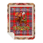 Personalized Gift Plaid Tartan Blanket Clan MacFarlane Modern With Moose Lover Xmas Gift Santa Riding Buffalo Plaid Christmas Sherpa Blanket