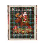 Personalized Gift Plaid Tartan Blanket Clan Brodie Modern With Moose Lover Xmas Gift Santa Riding Christmas Fleece Blanket