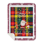 Personalized Gift Tartan Plaid Blanket Clan Masterton Bcn With Funny Santa Snowman Reindeer Merry Christmas Gift Sherpa Blanket, blue plaid sherpa blanket,blue tartan sherpa blanket,Buchan,buffalo plaid sherpa blanket,christmas sherpa blanket,Christmas Throw Blanket