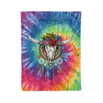 Scotstee Shop - Scotstee Shop Blanket Cow Skull Hippie Dream Catcher Tie Dye One Hippie Fleece Blanket