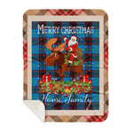 Personalized Gift Plaid Tartan Blanket Clan Home Ancient With Moose Lover Xmas Gift Santa Riding Buffalo Plaid Christmas Sherpa Blanket