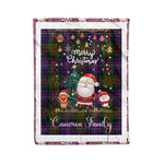 Personalized Gift Tartan Plaid Blanket Clan Cameron Of Erracht Modern With Funny Santa Snowman Reindeer Merry Christmas Fleece Blanket, Home Living Room, Plaid Blanket, Tartan Blanket, Scottish Blanket, Buffalo fleece blanket, Christmas Blanket