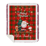 Personalized Gift Tartan Plaid Blanket Clan Adair With Funny Santa Snowman Reindeer Merry Christmas Gift Sherpa Blanket, blue plaid sherpa blanket,blue tartan sherpa blanket,Buchan,buffalo plaid sherpa blanket,christmas sherpa blanket,Christmas Throw Blanket