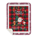Personalized Gift Tartan Plaid Blanket Clan Riddell With Funny Santa Snowman Reindeer Merry Christmas Gift Sherpa Blanket, blue plaid sherpa blanket,blue tartan sherpa blanket,Buchan,buffalo plaid sherpa blanket,christmas sherpa blanket,Christmas Throw Blanket