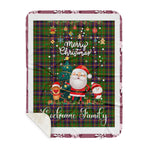 Personalized Gift Tartan Plaid Blanket Clan Cochrane Hunting With Funny Santa Snowman Reindeer Merry Christmas Gift Sherpa Blanket, blue plaid sherpa blanket,blue tartan sherpa blanket,Buchan,buffalo plaid sherpa blanket,christmas sherpa blanket,Christmas Throw Blanket