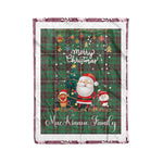 Personalized Gift Tartan Plaid Blanket Clan MacKinnon Hunting Ancient With Funny Santa Snowman Reindeer Merry Christmas Fleece Blanket, Home Living Room, Plaid Blanket, Tartan Blanket, Scottish Blanket, Buffalo fleece blanket, Christmas Blanket