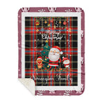 Personalized Gift Tartan Plaid Blanket Clan Norwegian With Funny Santa Snowman Reindeer Merry Christmas Gift Sherpa Blanket, blue plaid sherpa blanket,blue tartan sherpa blanket,Buchan,buffalo plaid sherpa blanket,christmas sherpa blanket,Christmas Throw Blanket