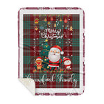 Personalized Gift Tartan Plaid Blanket Clan Crawford With Funny Santa Snowman Reindeer Merry Christmas Gift Sherpa Blanket, blue plaid sherpa blanket,blue tartan sherpa blanket,Buchan,buffalo plaid sherpa blanket,christmas sherpa blanket,Christmas Throw Blanket
