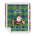 Personalized Gift Tartan Plaid Blanket Clan Marjoribanks Ancient With Funny Santa Snowman Reindeer Merry Christmas Gift Sherpa Blanket, blue plaid sherpa blanket,blue tartan sherpa blanket,Buchan,buffalo plaid sherpa blanket,christmas sherpa blanket,Christmas Throw Blanket