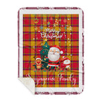 Personalized Gift Tartan Plaid Blanket Clan Scrymgeour With Funny Santa Snowman Reindeer Merry Christmas Gift Sherpa Blanket, blue plaid sherpa blanket,blue tartan sherpa blanket,Buchan,buffalo plaid sherpa blanket,christmas sherpa blanket,Christmas Throw Blanket