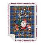 Personalized Gift Tartan Plaid Blanket Clan MacBeth Ancient With Funny Santa Snowman Reindeer Merry Christmas Gift Sherpa Blanket, blue plaid sherpa blanket,blue tartan sherpa blanket,Buchan,buffalo plaid sherpa blanket,christmas sherpa blanket,Christmas Throw Blanket