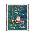 Personalized Gift Tartan Plaid Blanket Clan Douglas Ancient With Funny Santa Snowman Reindeer Merry Christmas Fleece Blanket, Home Living Room, Plaid Blanket, Tartan Blanket, Scottish Blanket, Buffalo fleece blanket, Christmas Blanket