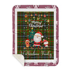 Personalized Gift Tartan Plaid Blanket Clan Walkinshaw With Funny Santa Snowman Reindeer Merry Christmas Gift Sherpa Blanket, blue plaid sherpa blanket,blue tartan sherpa blanket,Buchan,buffalo plaid sherpa blanket,christmas sherpa blanket,Christmas Throw Blanket