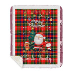 Personalized Gift Tartan Plaid Blanket Clan Christie With Funny Santa Snowman Reindeer Merry Christmas Gift Sherpa Blanket, blue plaid sherpa blanket,blue tartan sherpa blanket,Buchan,buffalo plaid sherpa blanket,christmas sherpa blanket,Christmas Throw Blanket