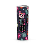 Sugar Skull Tumbler Skeleton Halloween. Cats and Colorful Decorative Flowers Sugar Skull Tumbler - Scotstee Shop